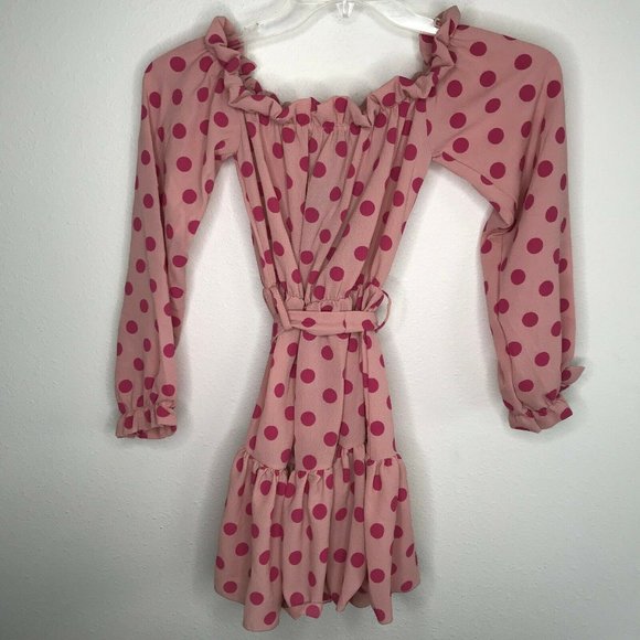 PrettyLittleThing Dusty Pink Polka Dot Shift Dress - Picture 6 of 8